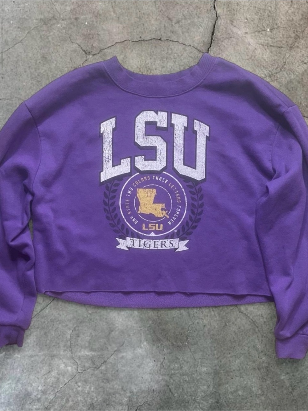 LSU Women's Cropped Crewneck Sweatshirt - Purple